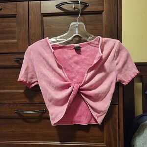 Wild Fable Pink Knotted Crop Top